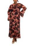 FASHION SZN Curve Floral Long Sleeve Maxi Dress, Pink/Multi
