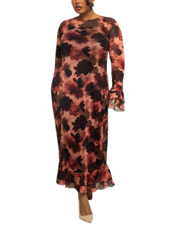 FASHION SZN Curve Floral Long Sleeve Maxi Dress, Pink/Multi - view 2, Pink/Multi