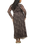 FASHION SZN Curve Polka Dot Mesh Midaxi Dress, Brown/Multi
