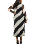 FASHION SZN Curve Monochrome Stripe Mesh Midaxi Dress, Black