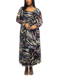 FASHION SZN Curve Zebra Print Mesh Midaxi Dress, Black/Multi