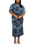 FASHION SZN Curve Abstract Mesh Midi Dress, Blue