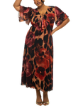 FASHION SZN Curve Floral Mesh Midi Dress, Brown
