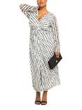 FASHION SZN Curve Polka Dot Mesh Midi Dress, White