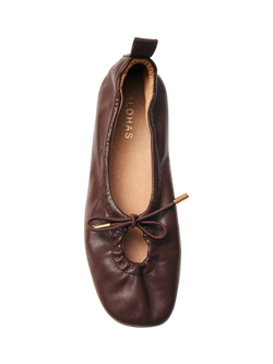 ALOHAS Rosalind Leather Ballerina Pumps, Brown - view 2, Brown
