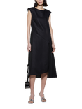 SISLEY Asymmetric Hem Pure Linen Dress, Black