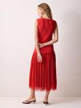Jigsaw Mixed Media Cotton Blend Pleated Jersey Midi Dress