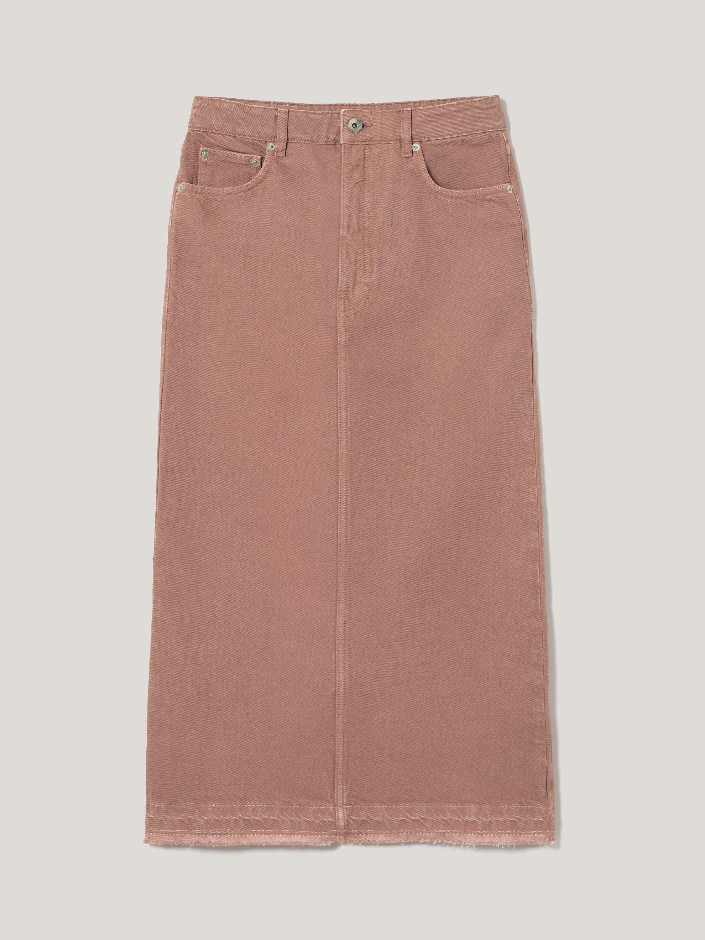 Product image 5 of 6, which shows Jigsaw Cole Cotton Denim Midi Skirt, Washed Pink, 6