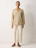 Jigsaw V-Neck Slouchy Longline Linen Jumper