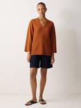 Jigsaw V-Neck Slouchy Longline Linen Jumper