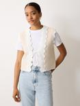 Jigsaw Scallop Trim Textured Cotton Blend Waistcoat