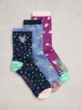 White Stuff Cheetah Ankle Socks, Pack of 3