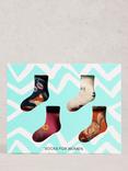 White Stuff Animal and Nature Ankle Socks, Pack of 4, Navy/Multi