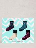 White Stuff Floral Ankle Socks, Pack of 4, Purple/Multi