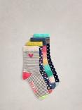 White Stuff Heart and Stripe Ankle Socks, Pack of 4, Navy/Multi