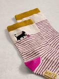 White Stuff Cat and String Embroidered Ankle Socks, Grey/Multi