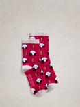 White Stuff Fluffy Panda Ankle Socks, Dark Pink/Multi