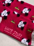 White Stuff Fluffy Panda Ankle Socks, Dark Pink/Multi
