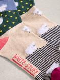 White Stuff Fluffy Sheep Ankle Socks, Blue/Multi