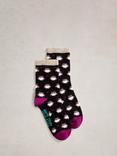 White Stuff Fluffy Owl Ankle Socks, Black/Multi