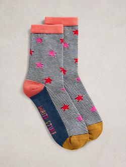 White Stuff Star and Stripe Ankle Socks, Navy/Multi, Navy/Multi