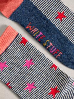 White Stuff Star and Stripe Ankle Socks, Navy/Multi - view 2, Navy/Multi
