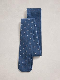 White Stuff Star Tights, Mid Blue - view 2, Mid Blue