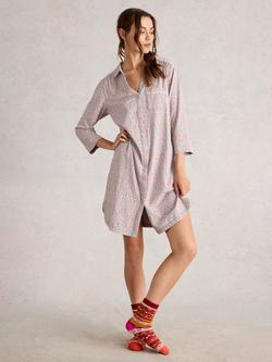 White Stuff Annie Hearts Jersey Nightshirt, Grey/Multi, Grey/Multi