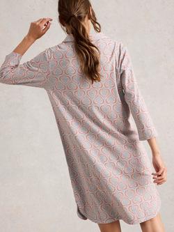 White Stuff Annie Hearts Jersey Nightshirt, Grey/Multi - view 2, Grey/Multi