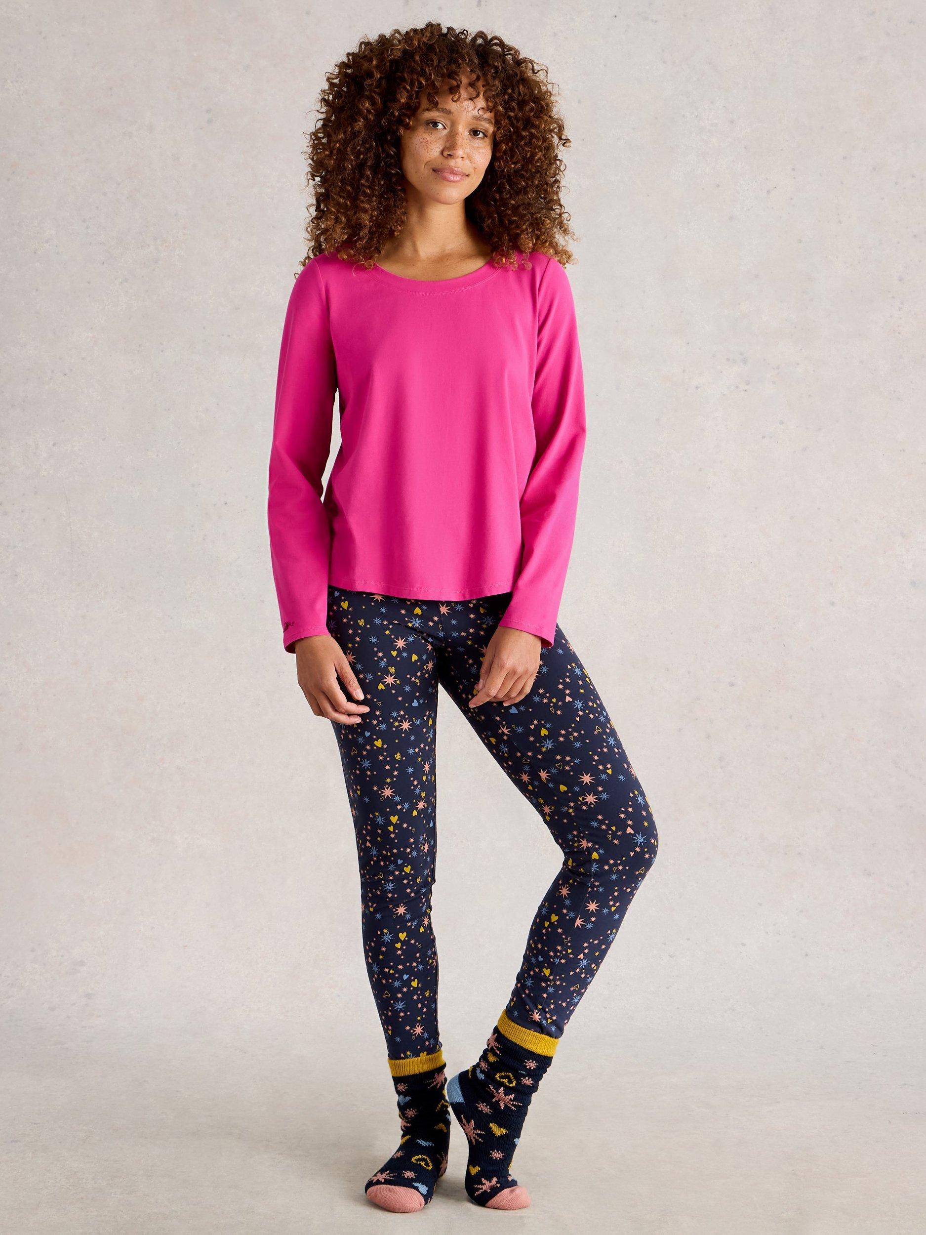 Product image 1 of 6, which shows White Stuff Eva Jersey Pyjama Top, Bright Pink, L