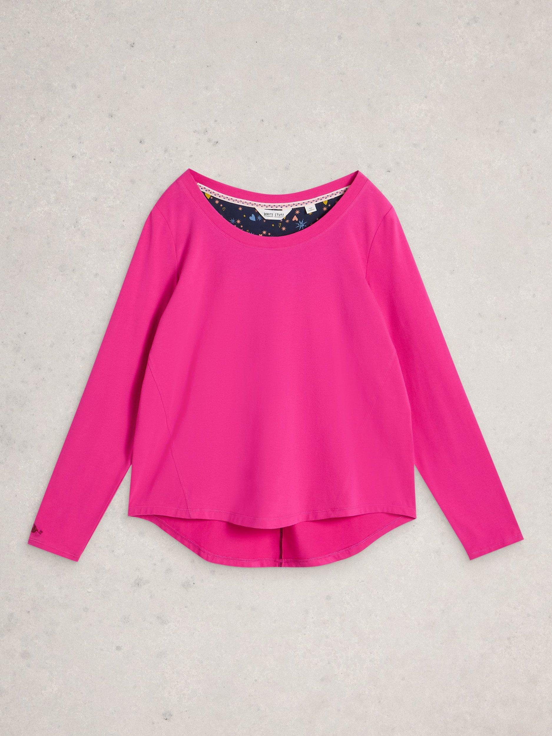 Product image 5 of 6, which shows White Stuff Eva Jersey Pyjama Top, Bright Pink, L