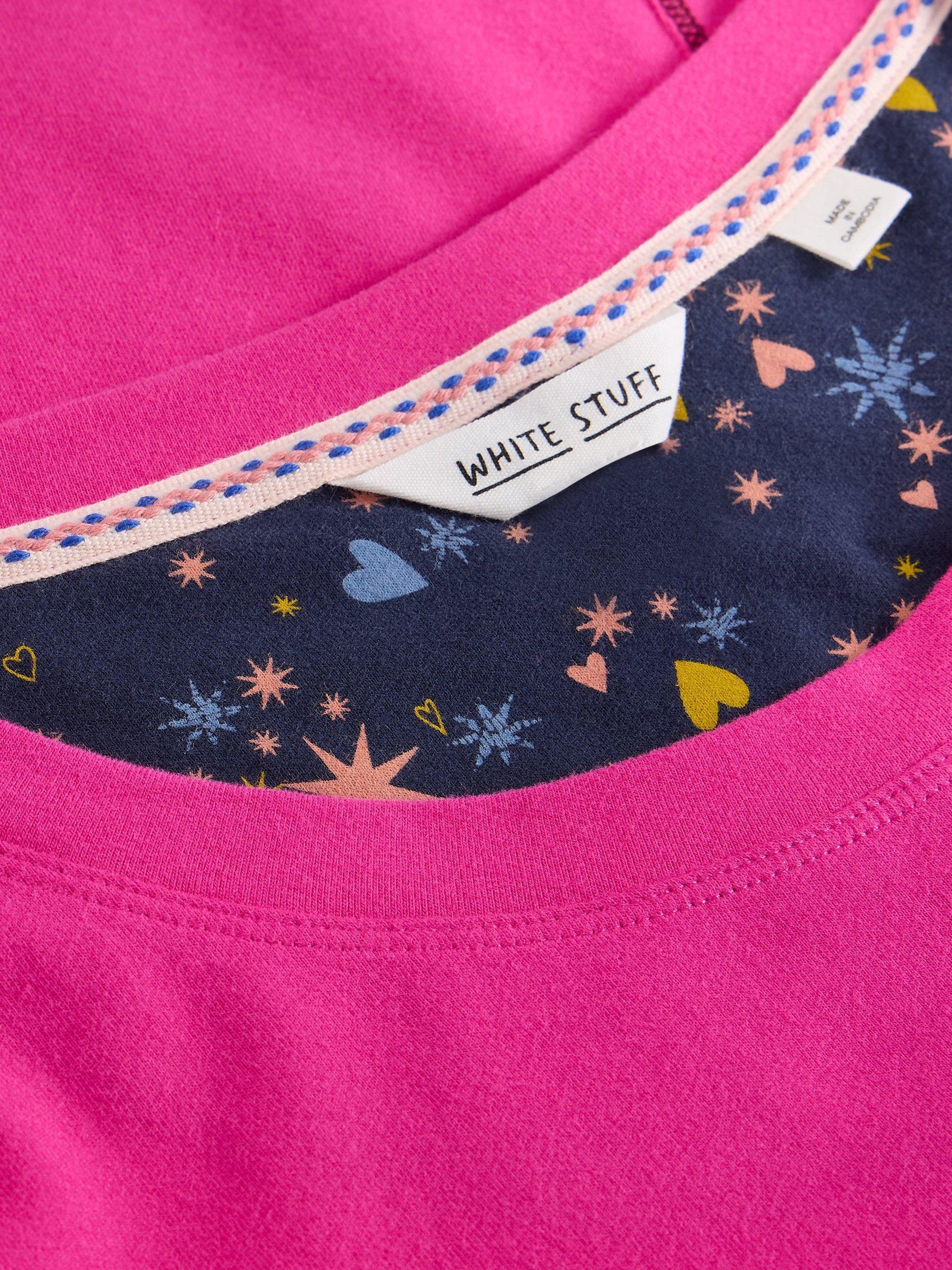 Product image 6 of 6, which shows White Stuff Eva Jersey Pyjama Top, Bright Pink, L