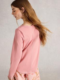 White Stuff Eva Round Neck Jersey Pyjama Top - view 2, Light Pink