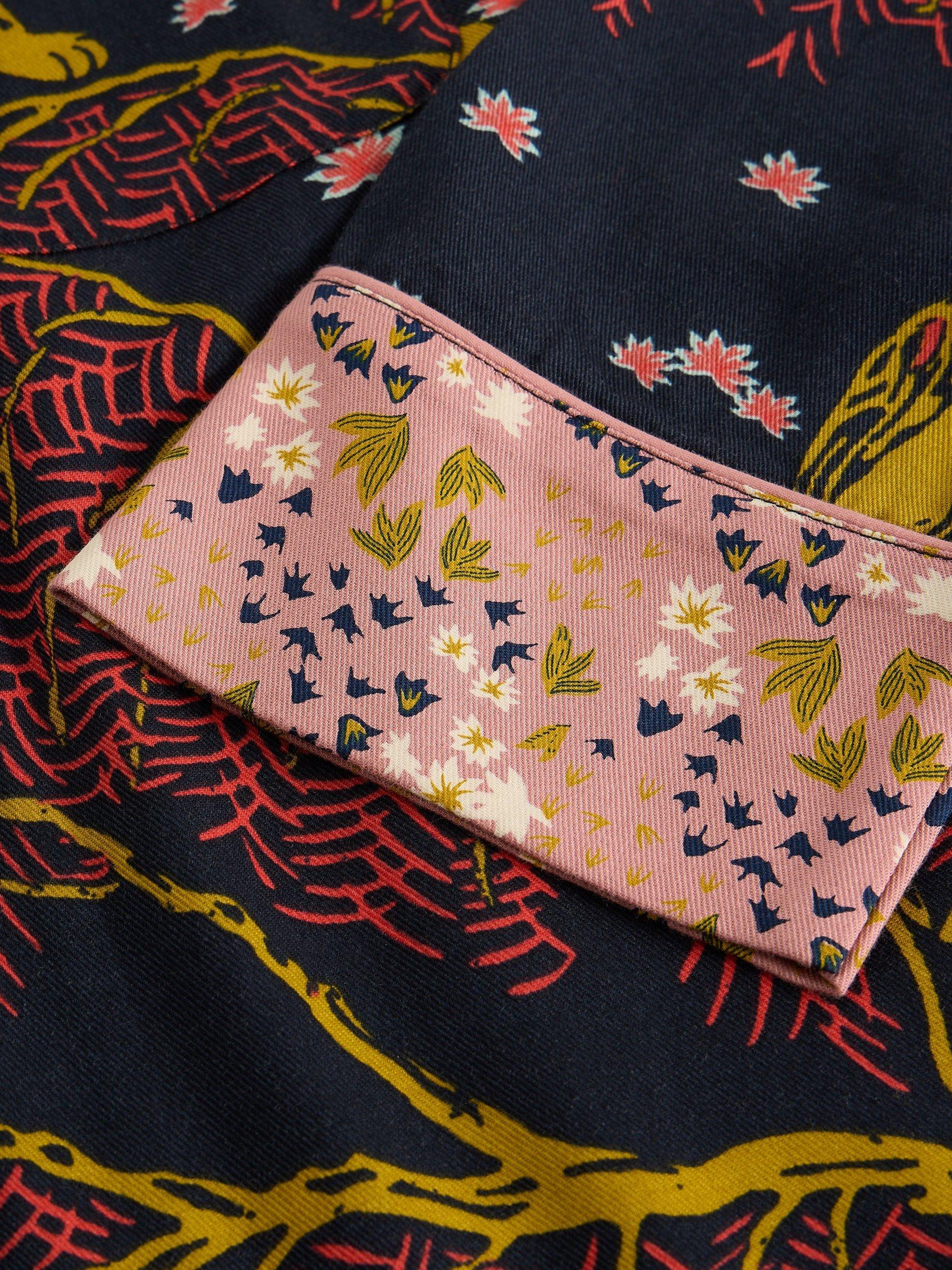 Product image 6 of 6, which shows White Stuff Nina Leopards & Leaves Pyjama Shirt, Black/Multi, L