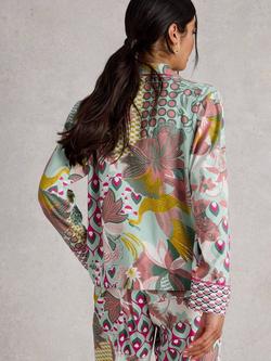 White Stuff Nina Mixed Print Pyjama Shirt, Green/Multi - view 2, Green/Multi