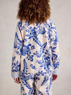 White Stuff Nina Zebra Floral Pyjama Shirt, Pale Pink/Blue - view 2, Pale Pink/Blue