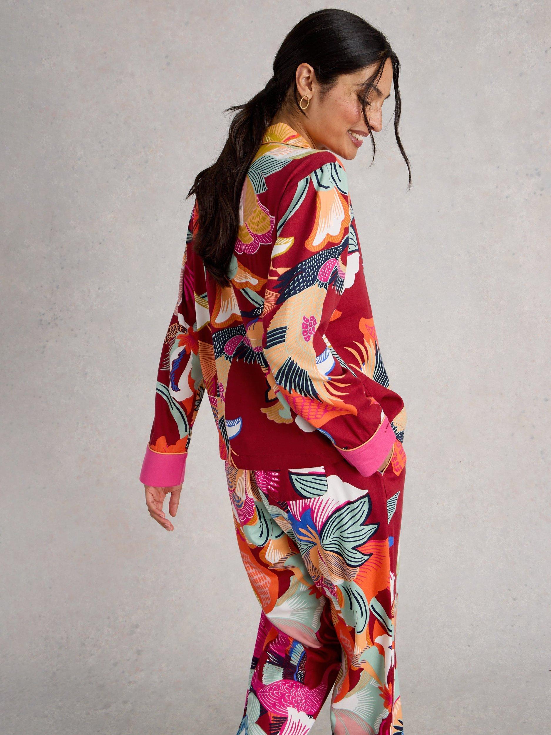 Product image 2 of 6, which shows White Stuff Nina Floral Pyjama Shirt, Red/Multi, XL