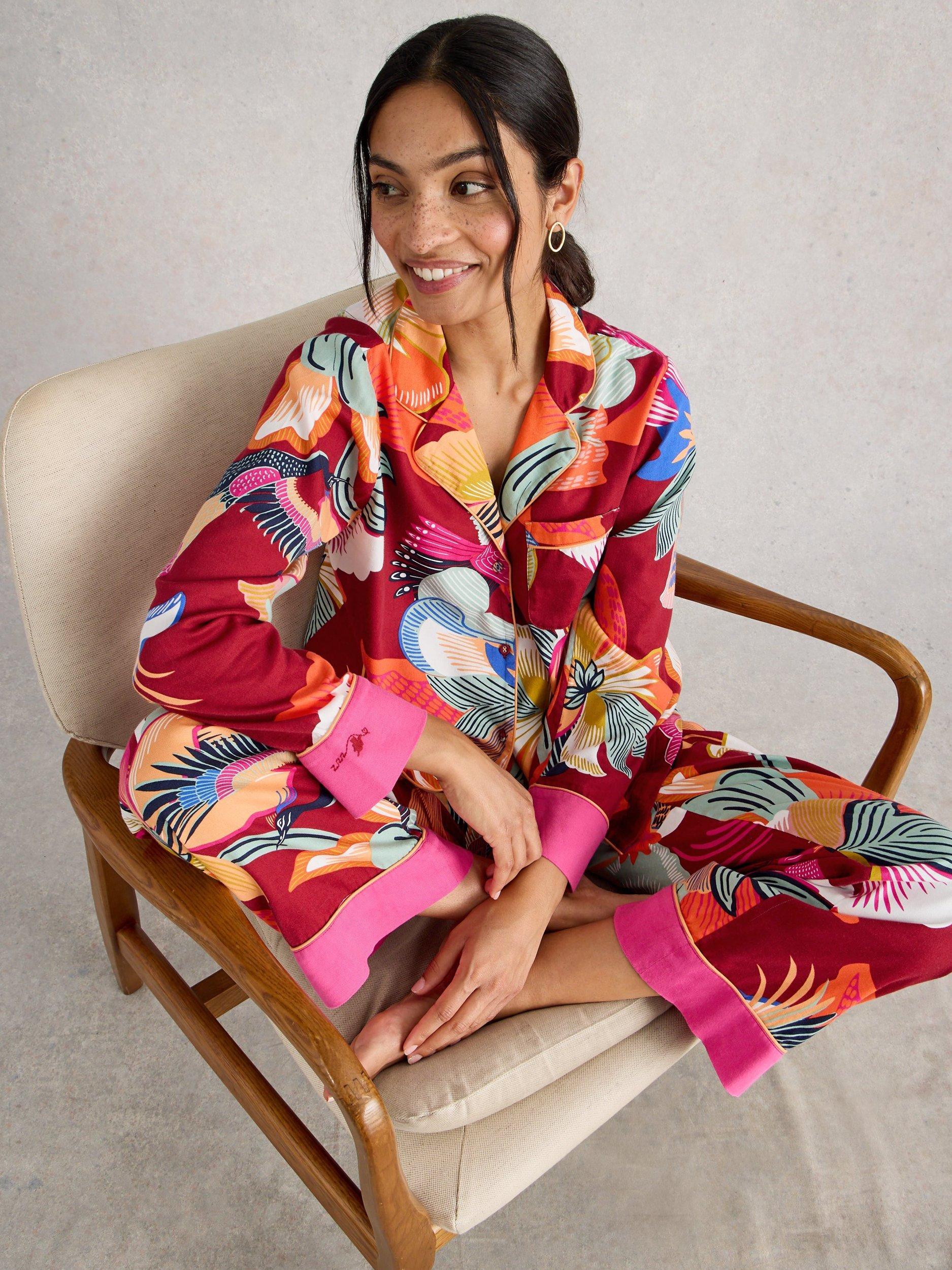 Product image 4 of 6, which shows White Stuff Nina Floral Pyjama Shirt, Red/Multi, XL