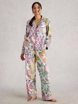 White Stuff Nina Abstract Floral Pyjama Bottoms, Green/Multi, Green/Multi