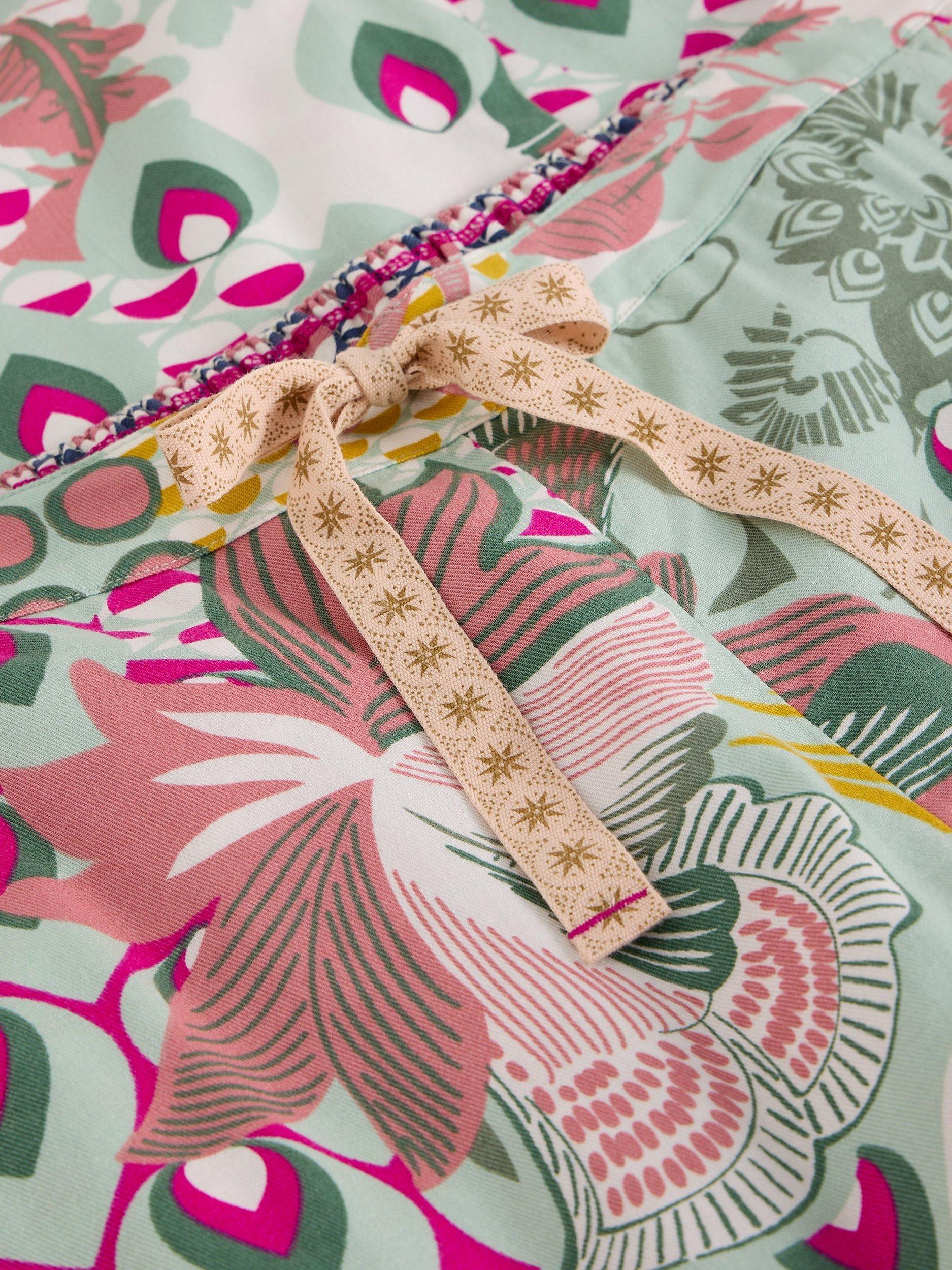 Product image 6 of 6, which shows White Stuff Nina Abstract Floral Pyjama Bottoms, Green/Multi, S Reg