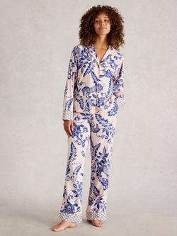 White Stuff Nina Floral Pyjama Bottoms, Pink/Blue, Pink/Blue