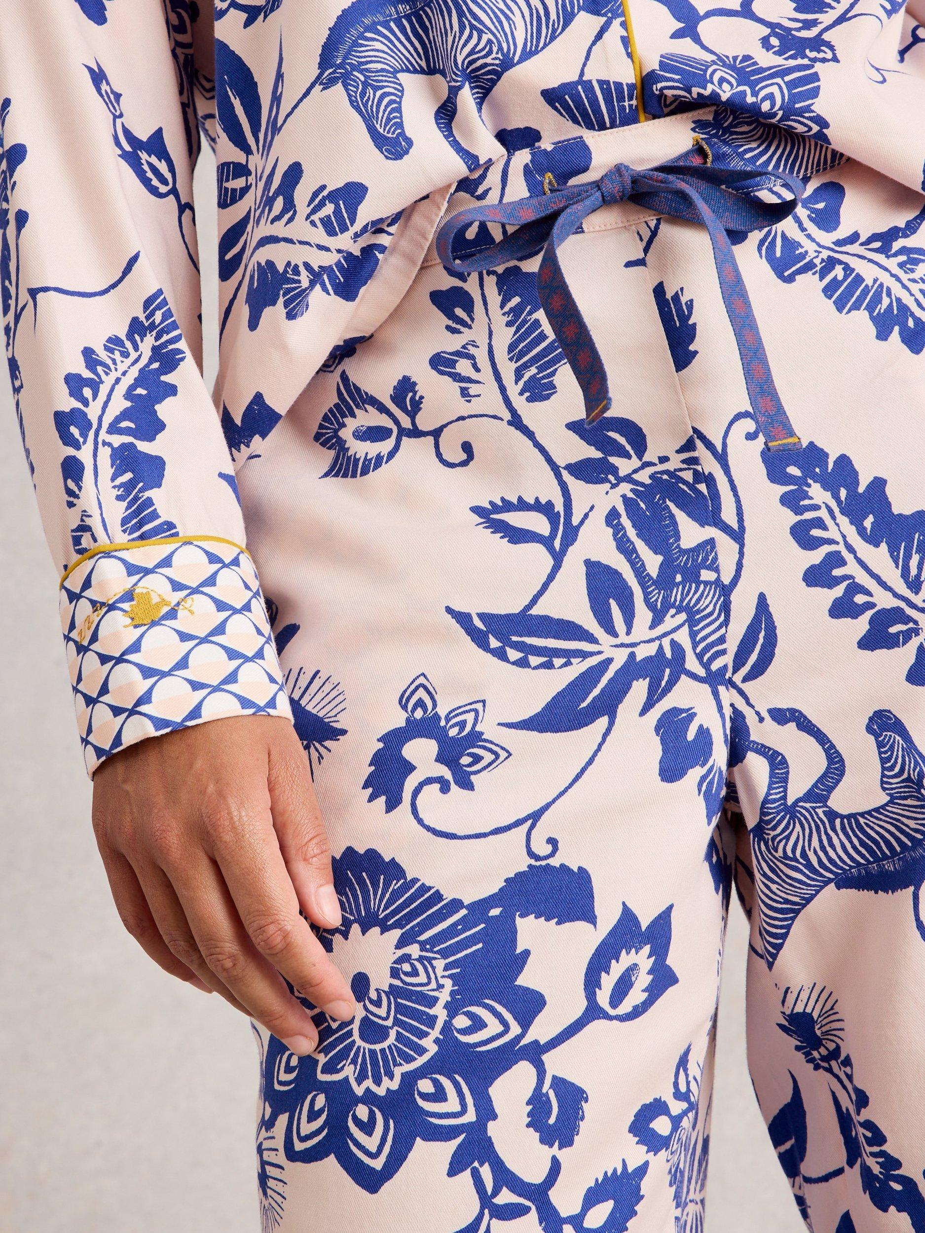 Product image 3 of 6, which shows White Stuff Nina Floral Pyjama Bottoms, Pink/Blue, S Reg