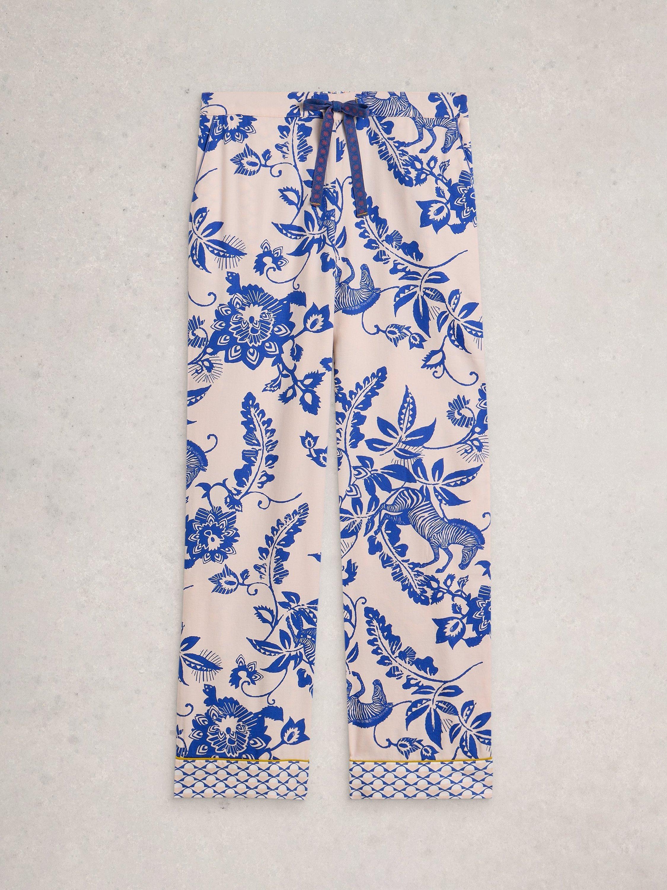 Product image 5 of 6, which shows White Stuff Nina Floral Pyjama Bottoms, Pink/Blue, S Reg