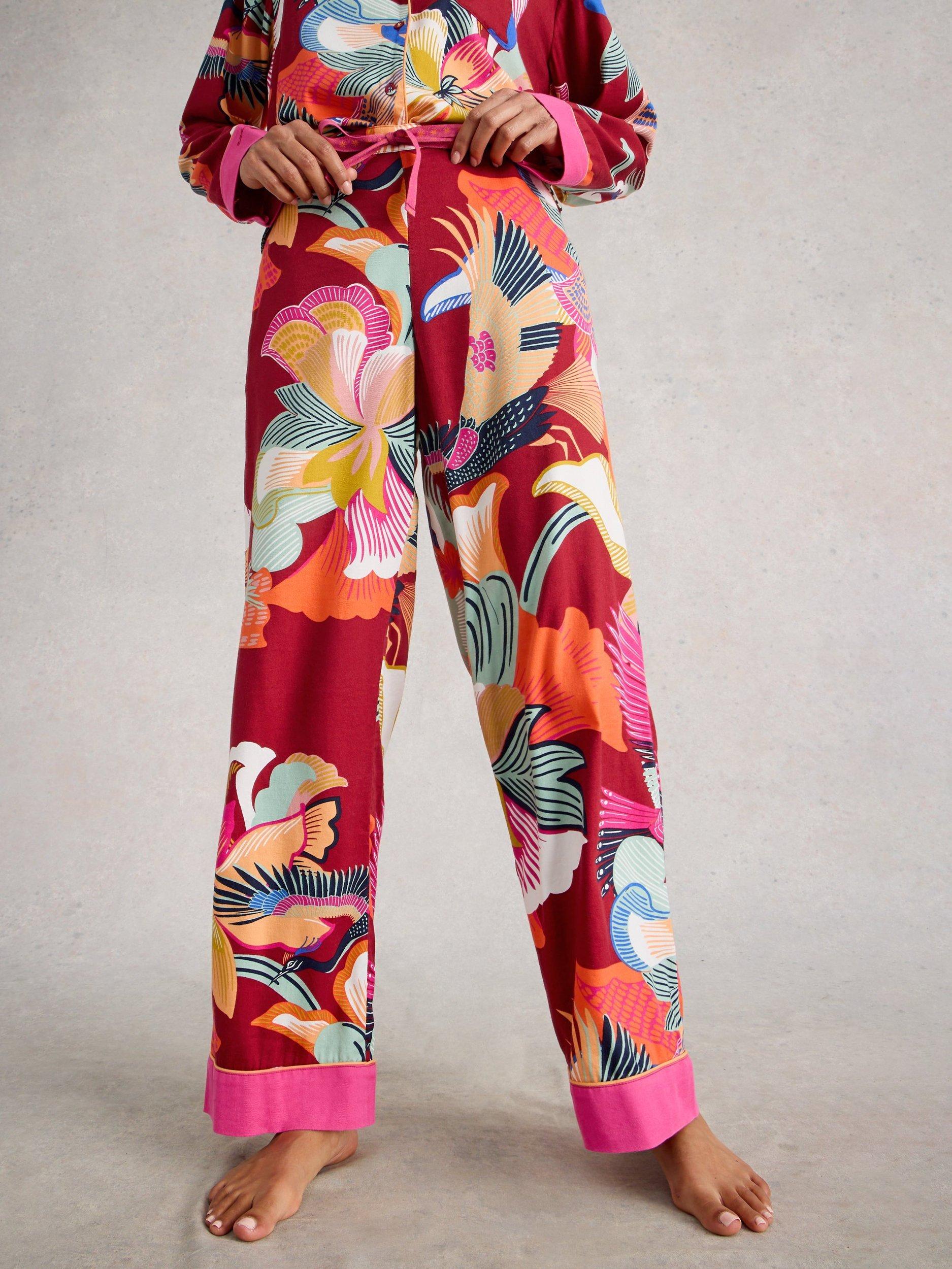 Product image 3 of 6, which shows White Stuff Nina Floral Pyjama Bottoms, Red/Multi, S Reg