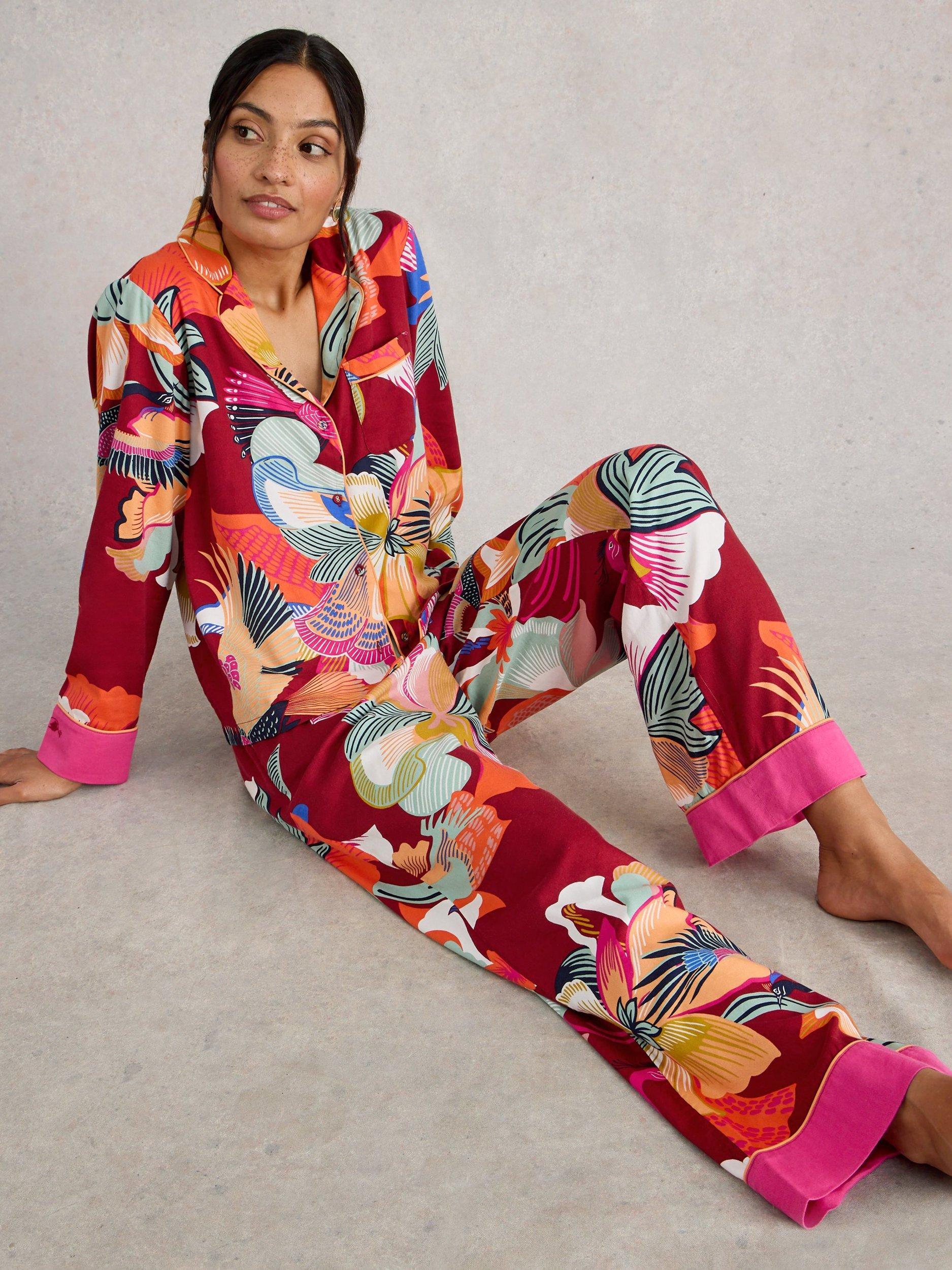 Product image 4 of 6, which shows White Stuff Nina Floral Pyjama Bottoms, Red/Multi, S Reg