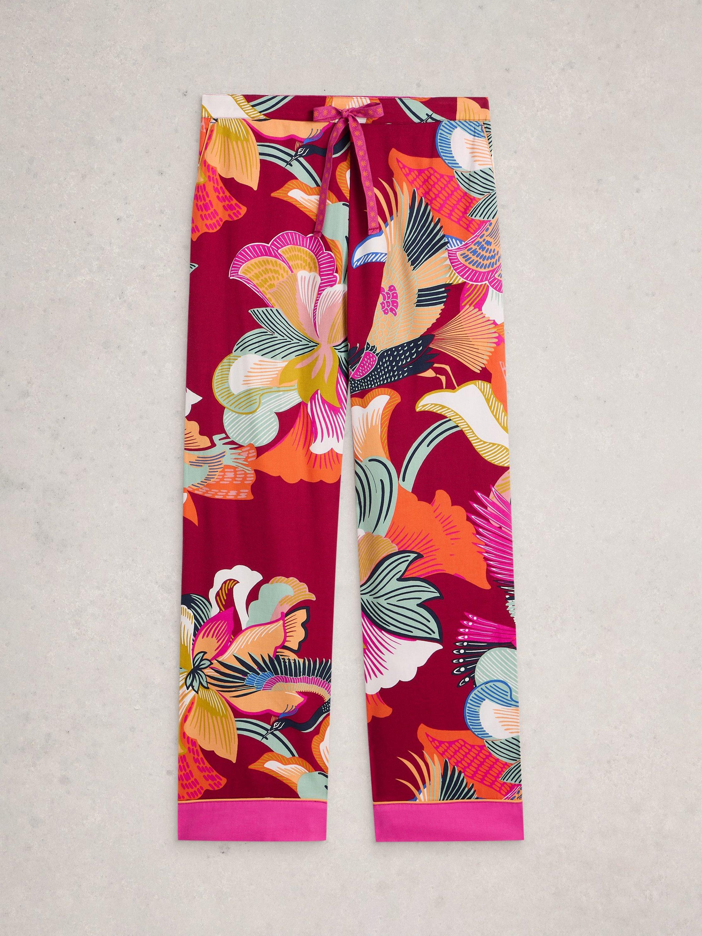 Product image 5 of 6, which shows White Stuff Nina Floral Pyjama Bottoms, Red/Multi, S Reg