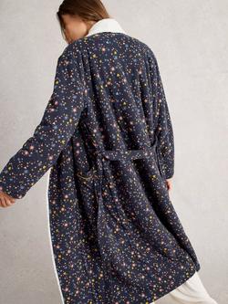 White Stuff Ava Star Hearts Dressing Gown, Navy/Multi - view 2, Navy/Multi