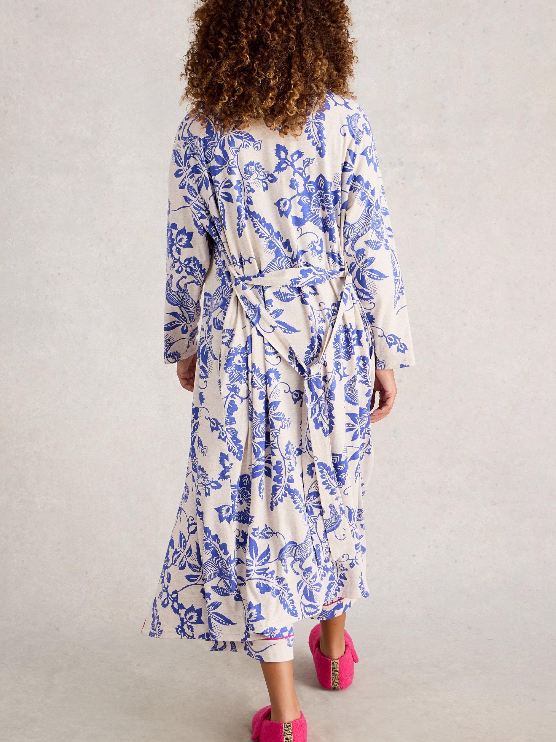 Product image 2 of 6, which shows White Stuff Nina Floral Jersey Dressing Gown, Natural/Multi, L