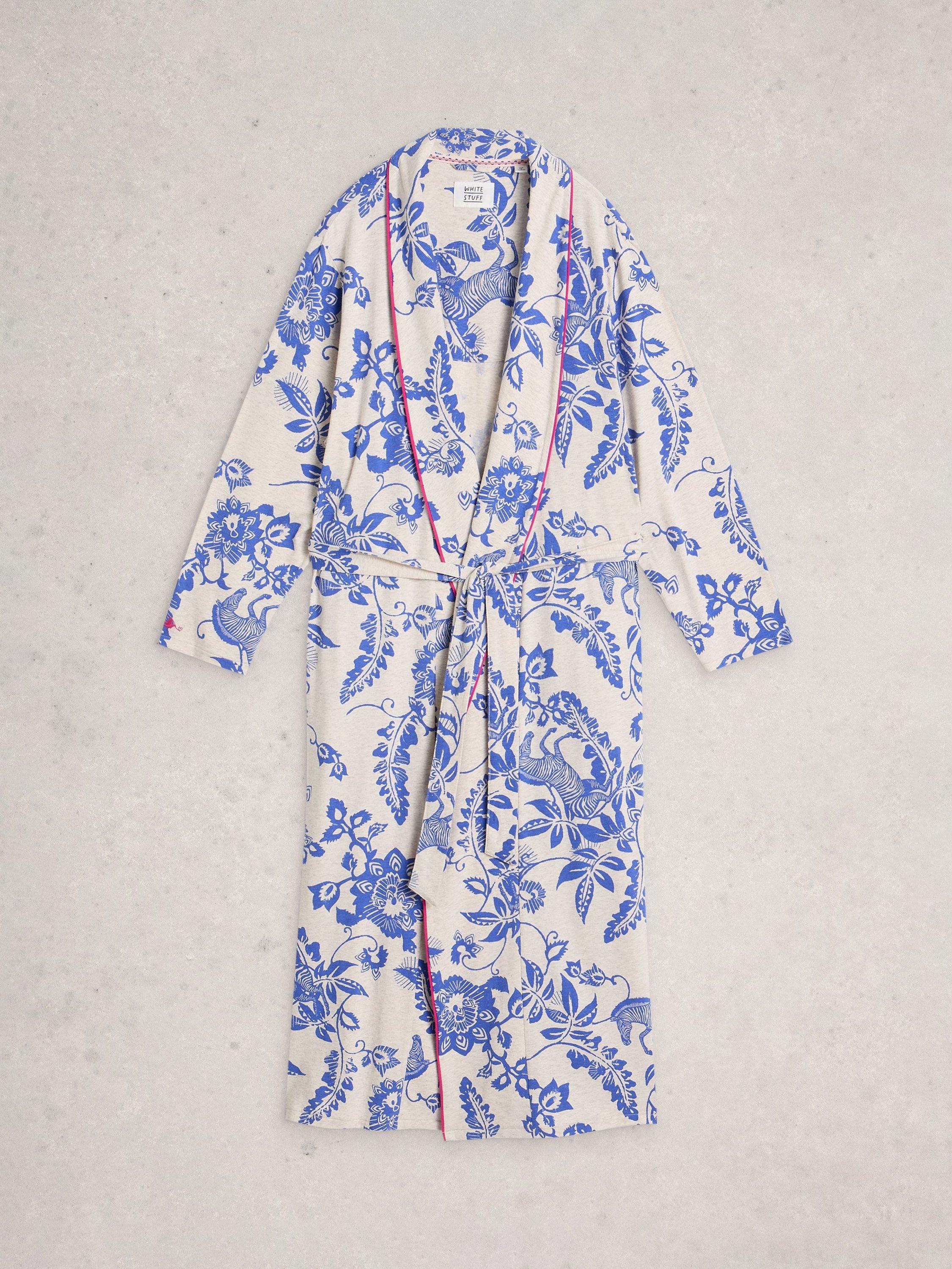 Product image 5 of 6, which shows White Stuff Nina Floral Jersey Dressing Gown, Natural/Multi, L