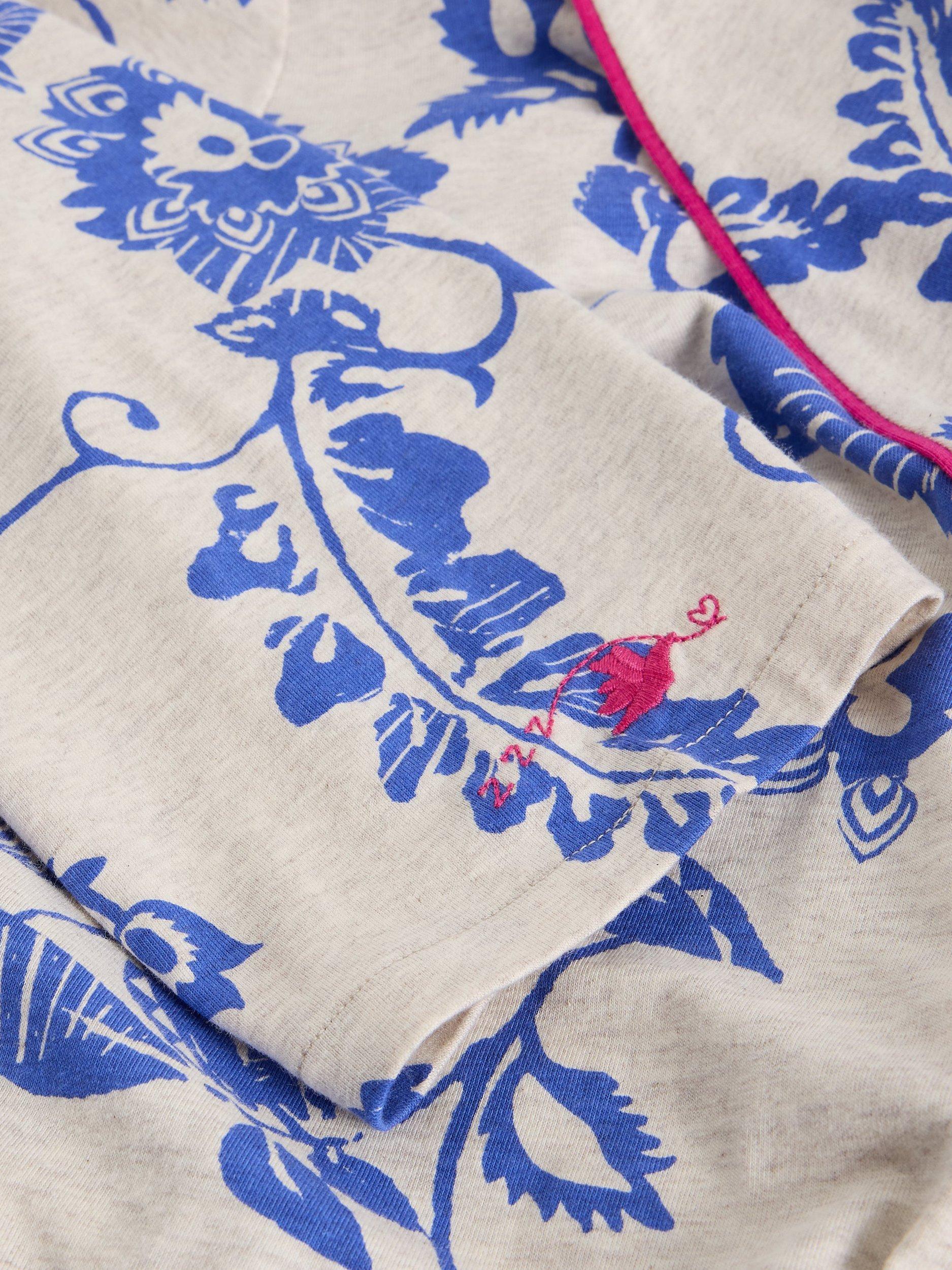 Product image 6 of 6, which shows White Stuff Nina Floral Jersey Dressing Gown, Natural/Multi, L